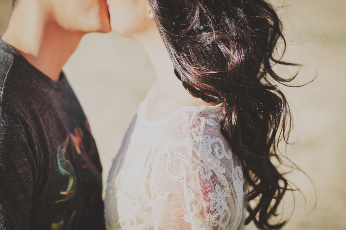Girl, boy, hair, kiss, illustration
