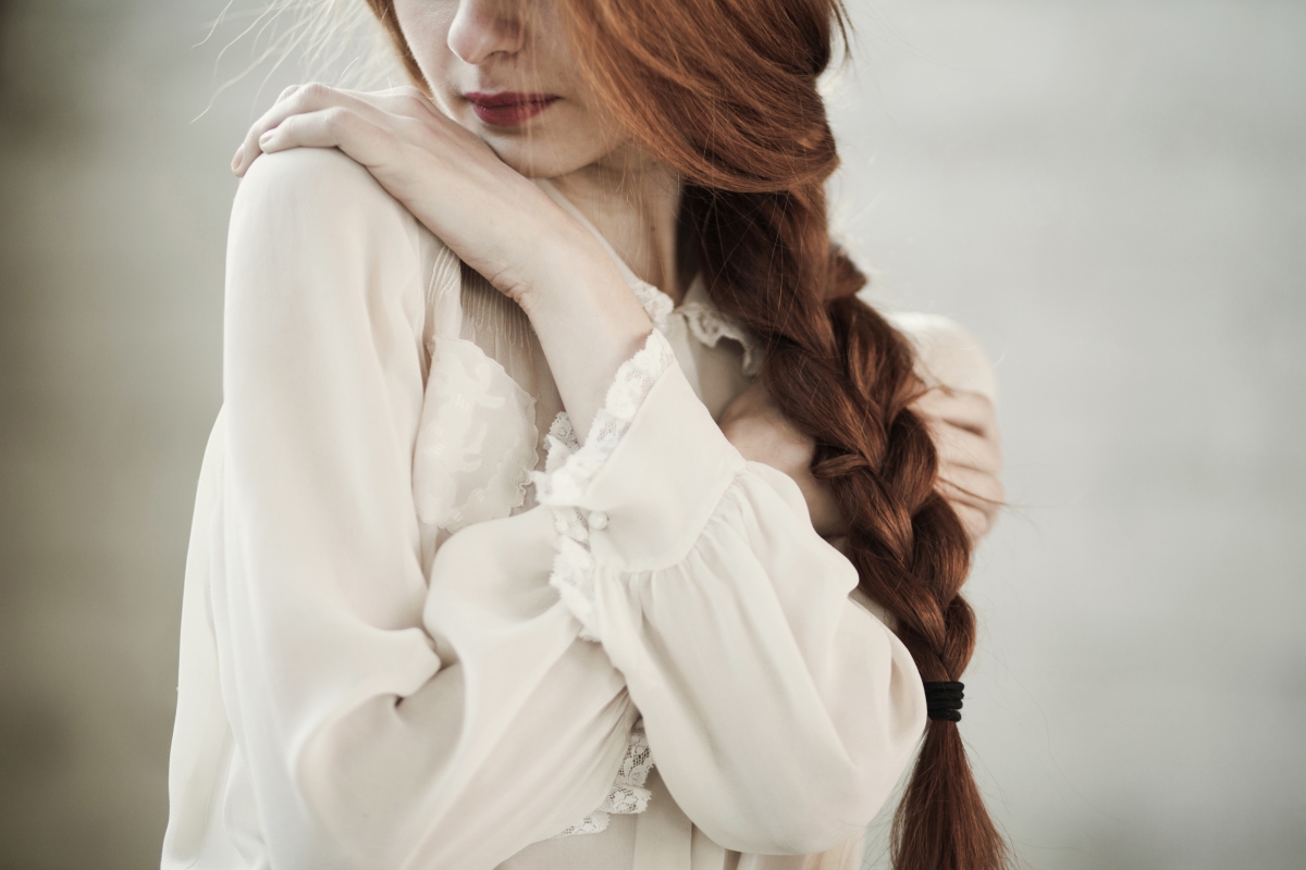 Girl, white shirt, braids picture