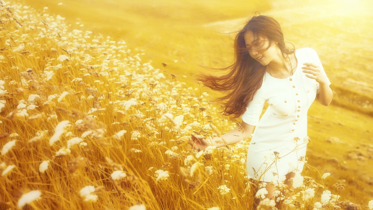 Girl summer nature flowers cute