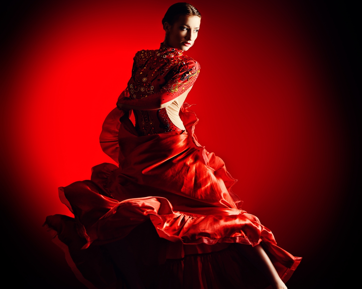 Girl dancing flamenco red