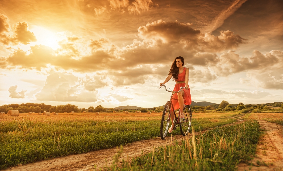 Farm hay sky cloud road girl