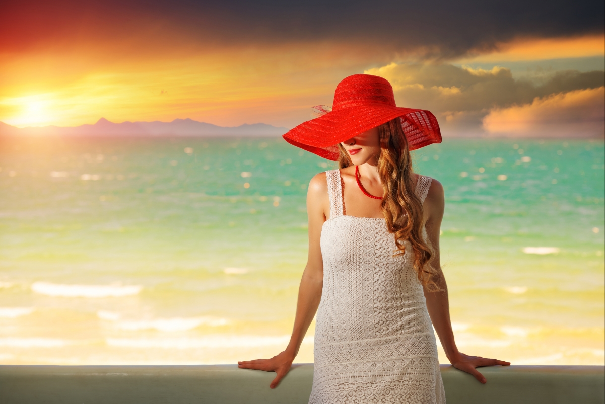Model hat seaside sunset only