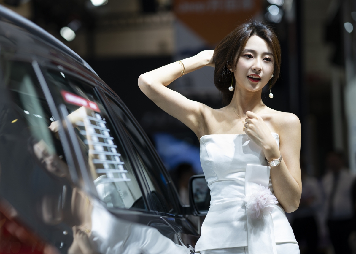 Beautiful car model seductive and lovely temperament