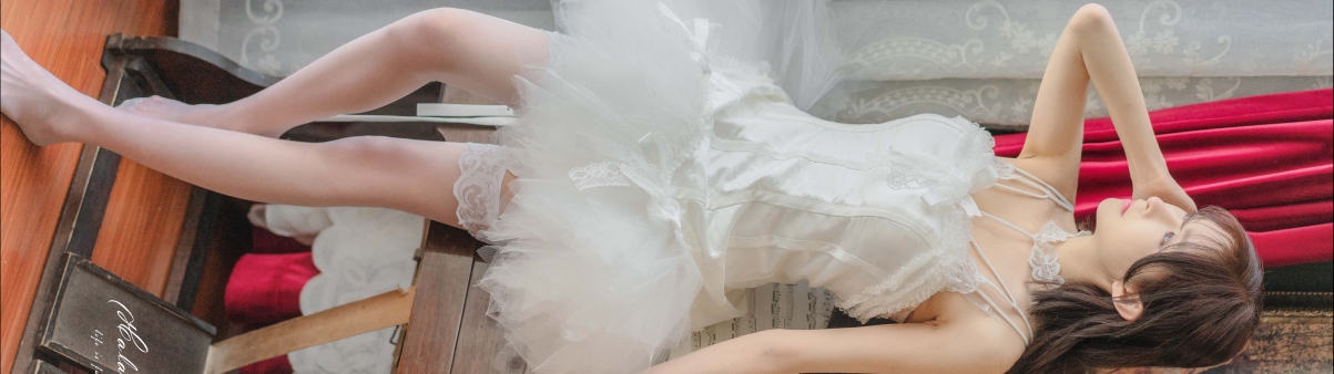 Beautiful woman in white wedding dress with good figure