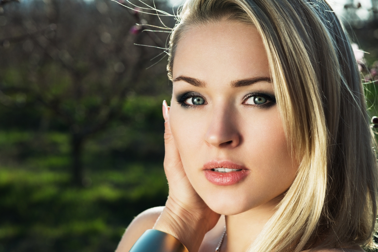 Beautiful eyes girl makeup blonde