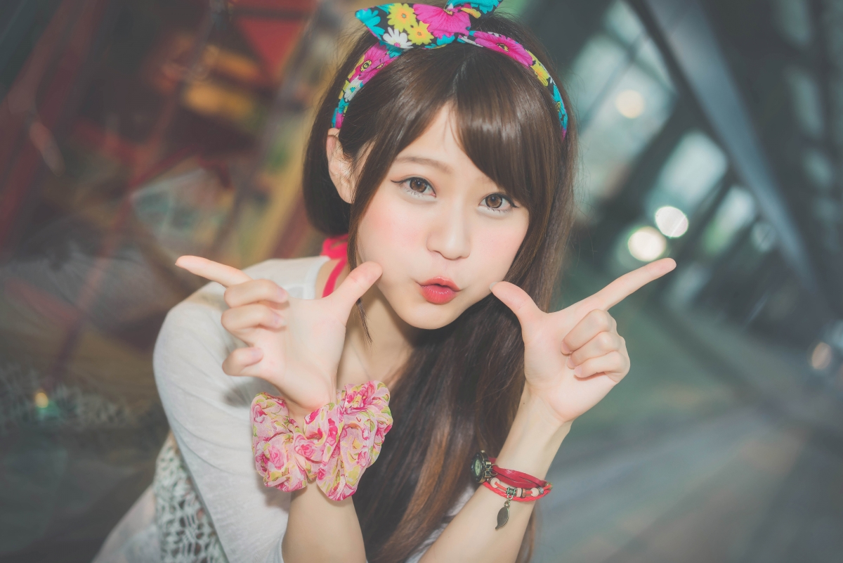 Cute girl gesture pouting 4K beauty