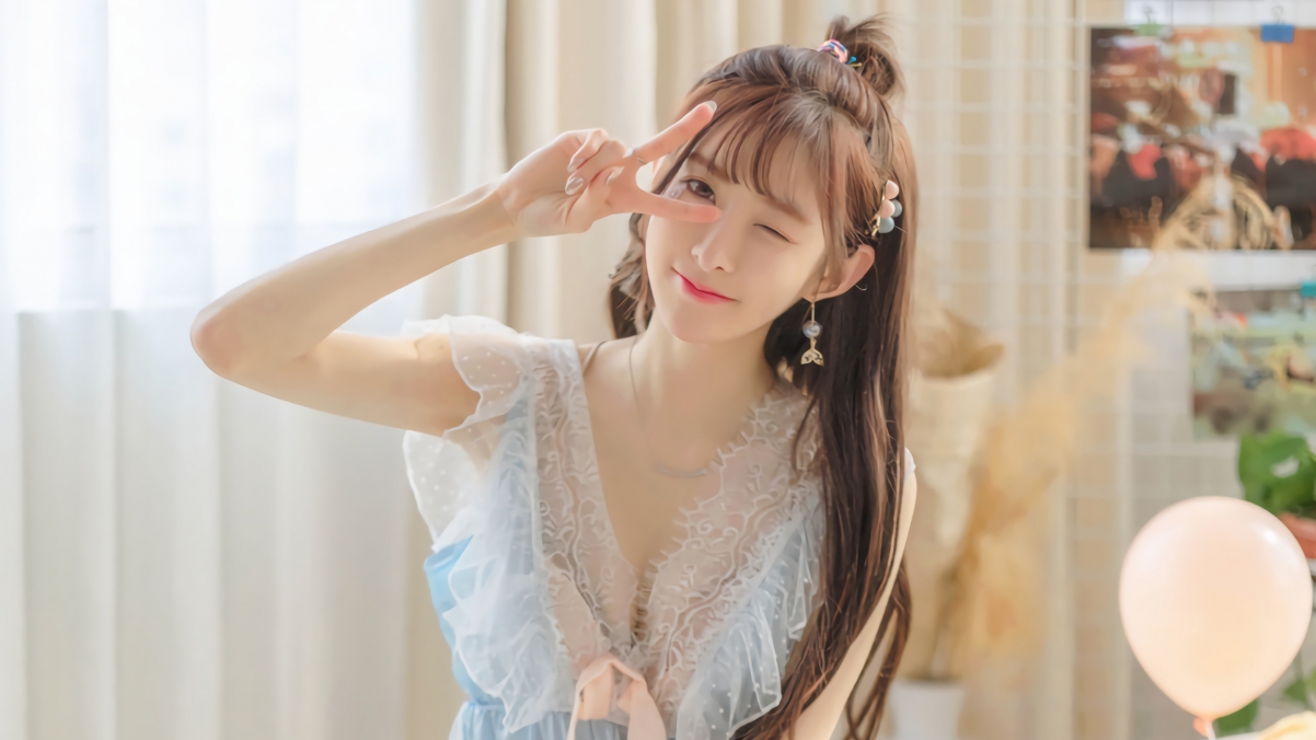 Scissors gesture V sign cute beauty