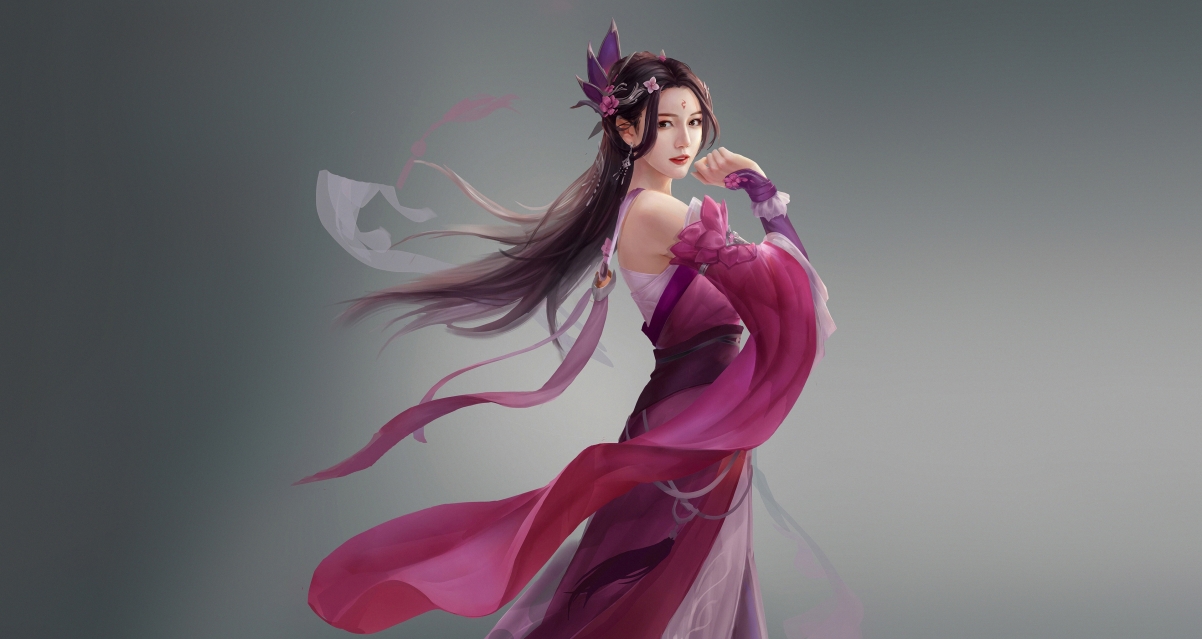 Chinese style classical beauty rose skirt 4k