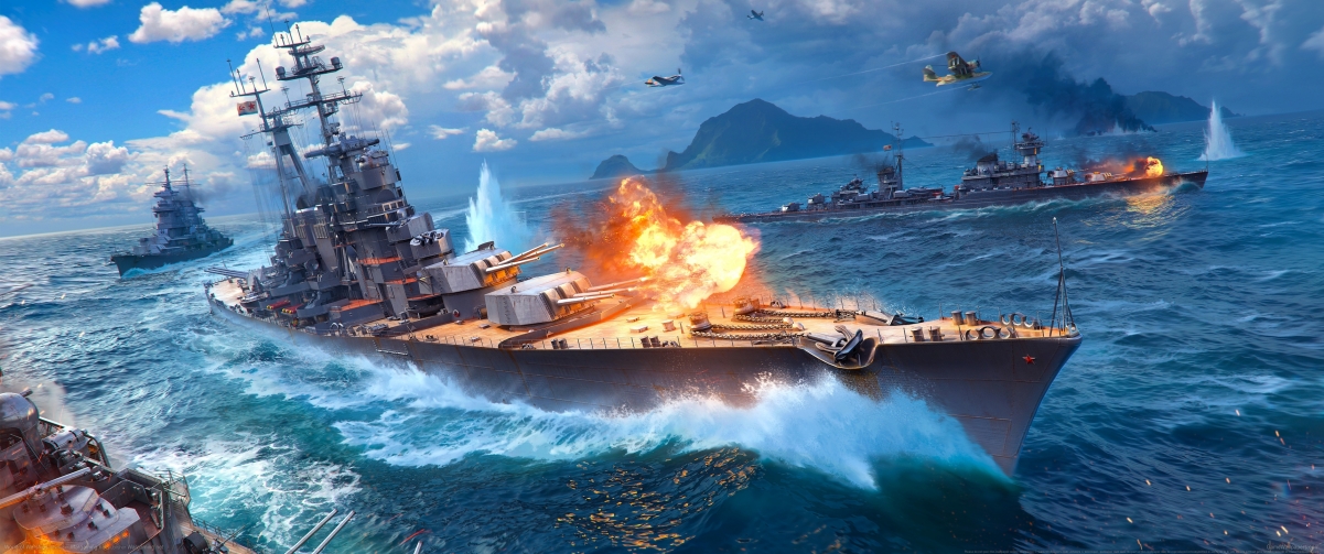World of Warships with fish screen curve 344