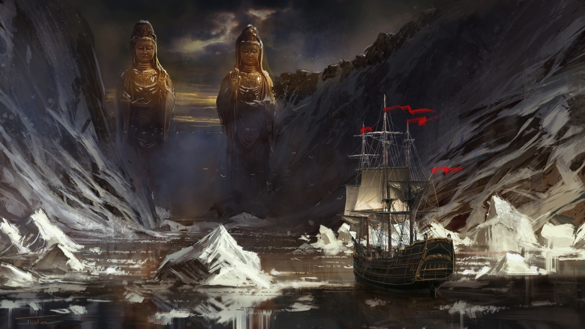 Art Fantasy Sailing Bodhisattva 4K Wallpaper