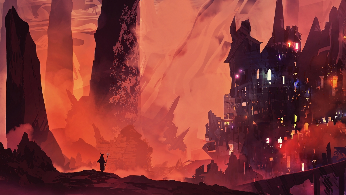 Night fantasy art scene 4k wall