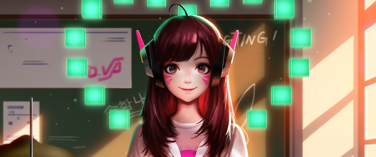 Overwatch D.VA with fish screen 3440