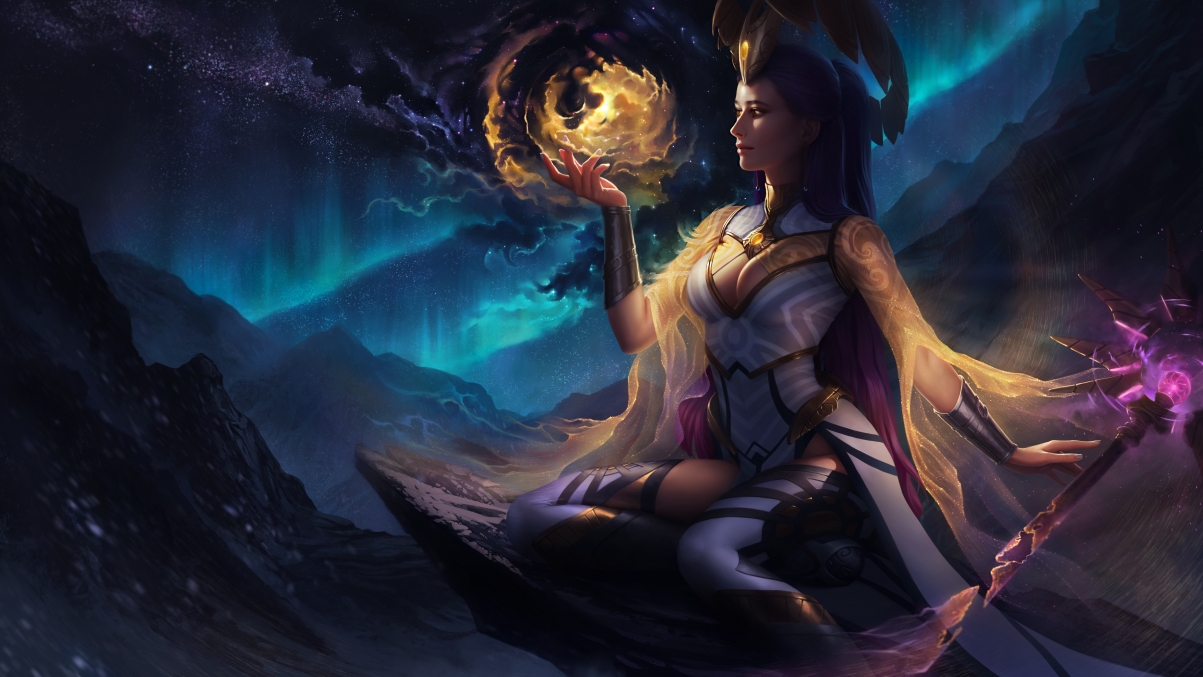 Goddess Magic Wand Starry Sky 5k Wallpaper