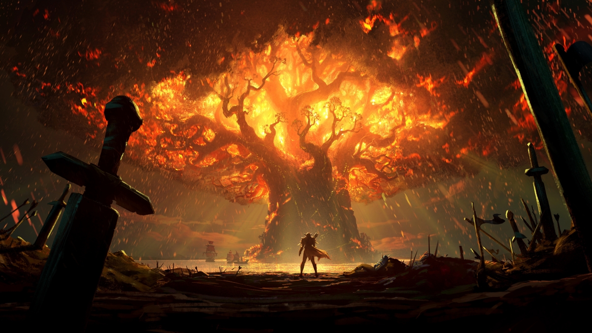 World of Warcraft Teldrassil, tree, fire