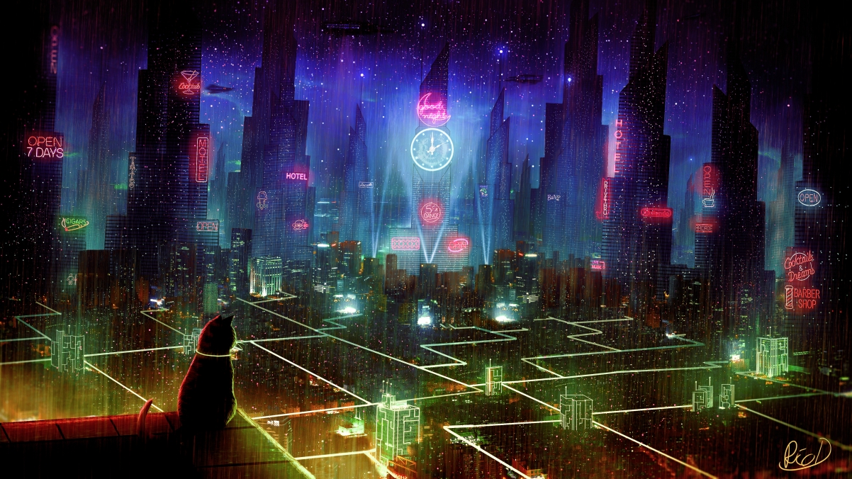 Cat Futuristic City 3D City