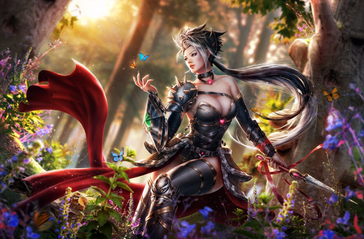 Elf, forest, butterfly, beautiful beauty
