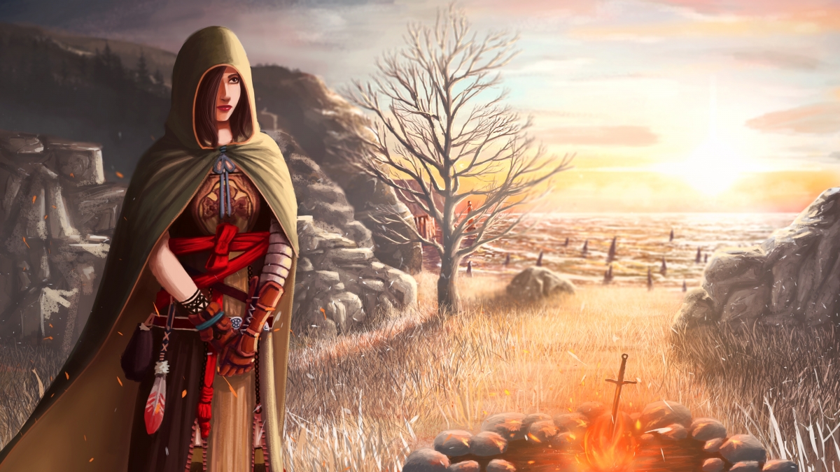 Dark Souls 2, beautiful woman in a coat, camp
