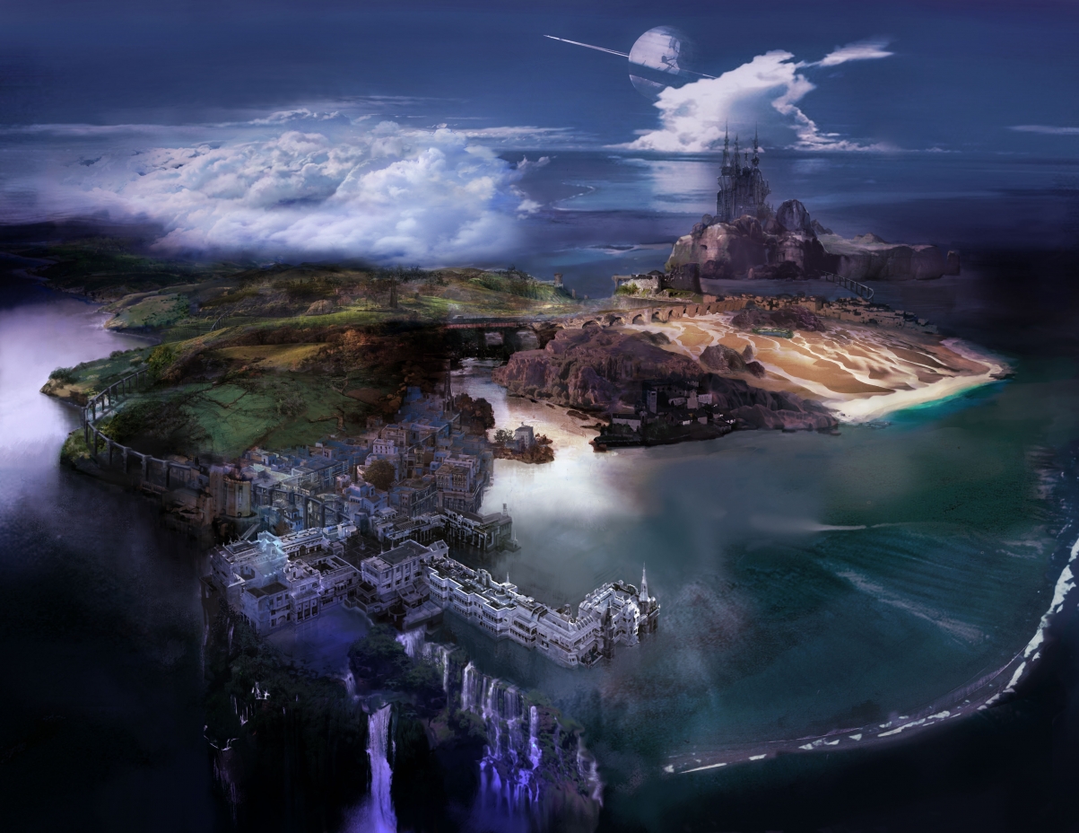 Sea water, island, bridge, city, city