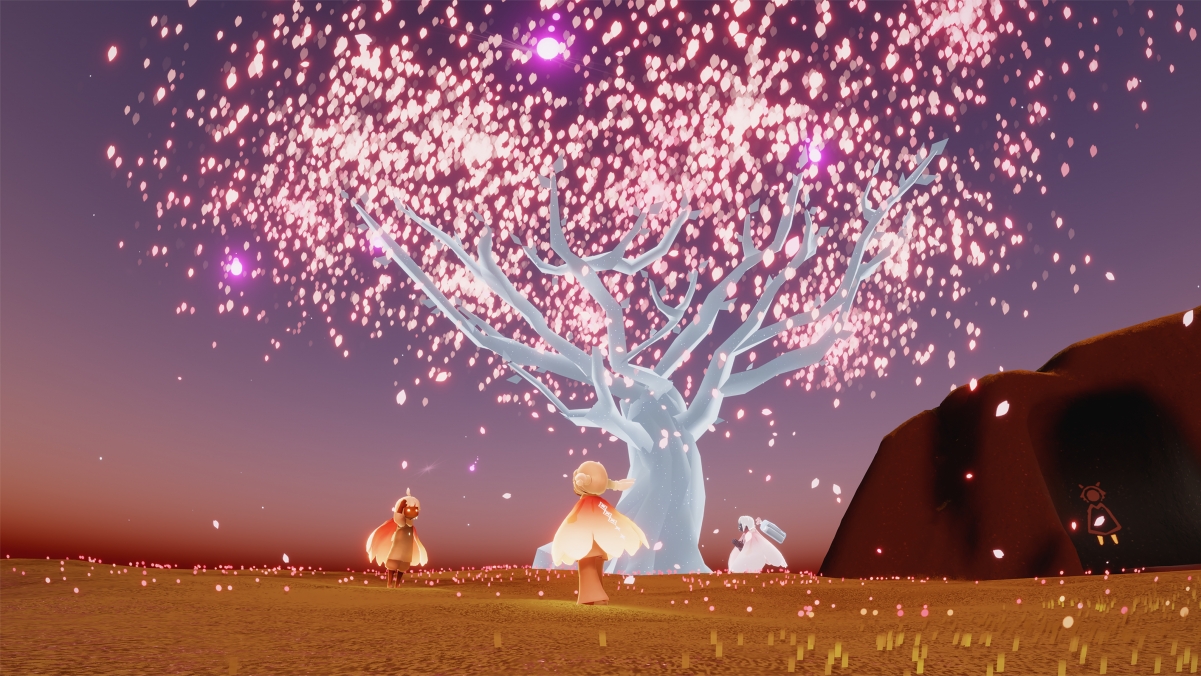 Glowing tree light encounter illustration 4k wallpaper