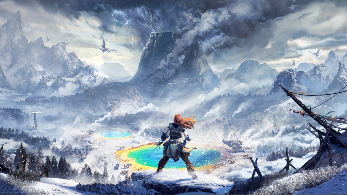 Horizon: game original painting at dawn