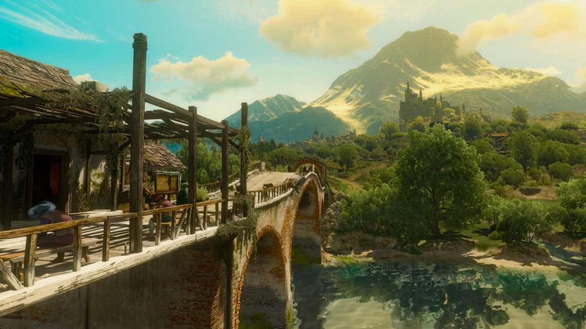 Castle, forest, river, bridge, witch