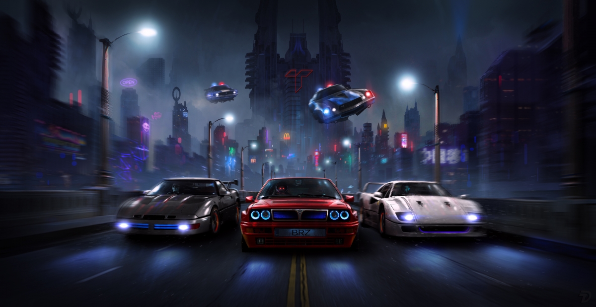 Racers Night Chase 4k wall