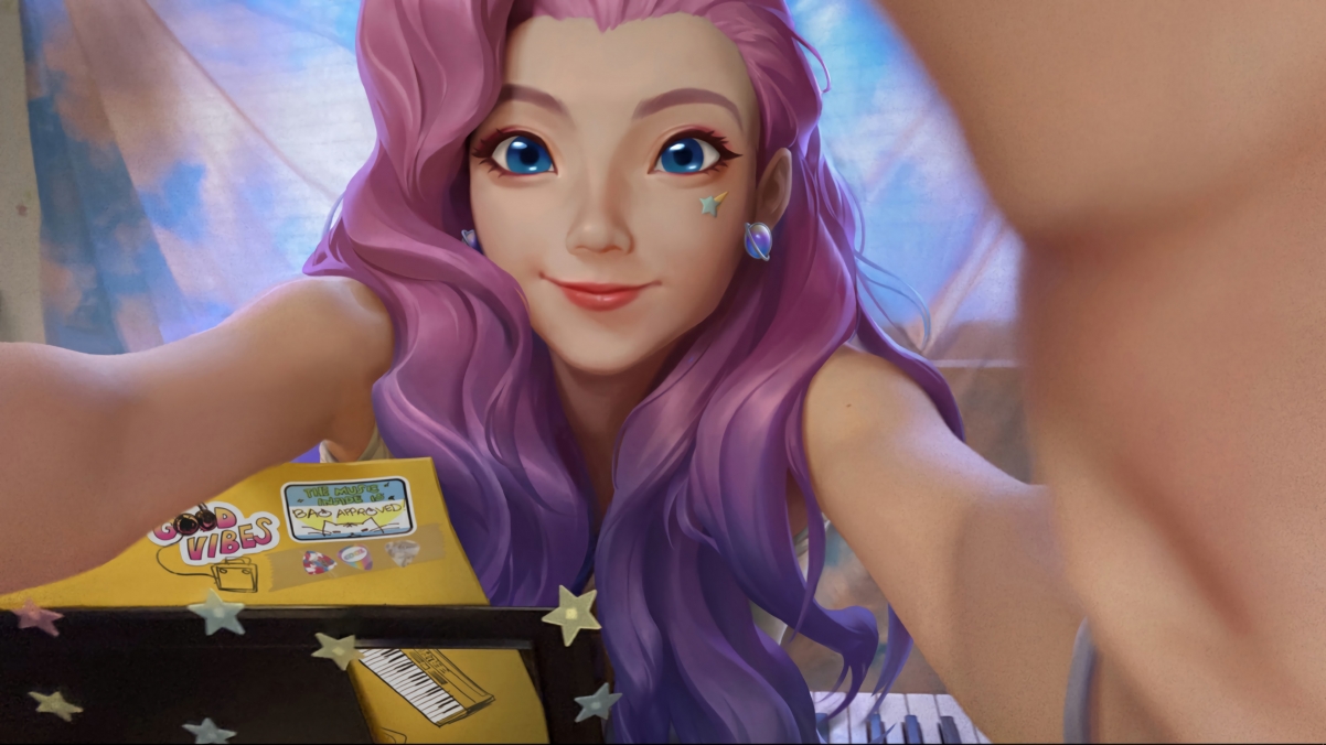 lol beautiful girl with purple hair Seraphi