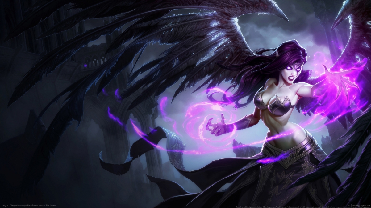 lol fallen angel Morgana 4k wallpaper