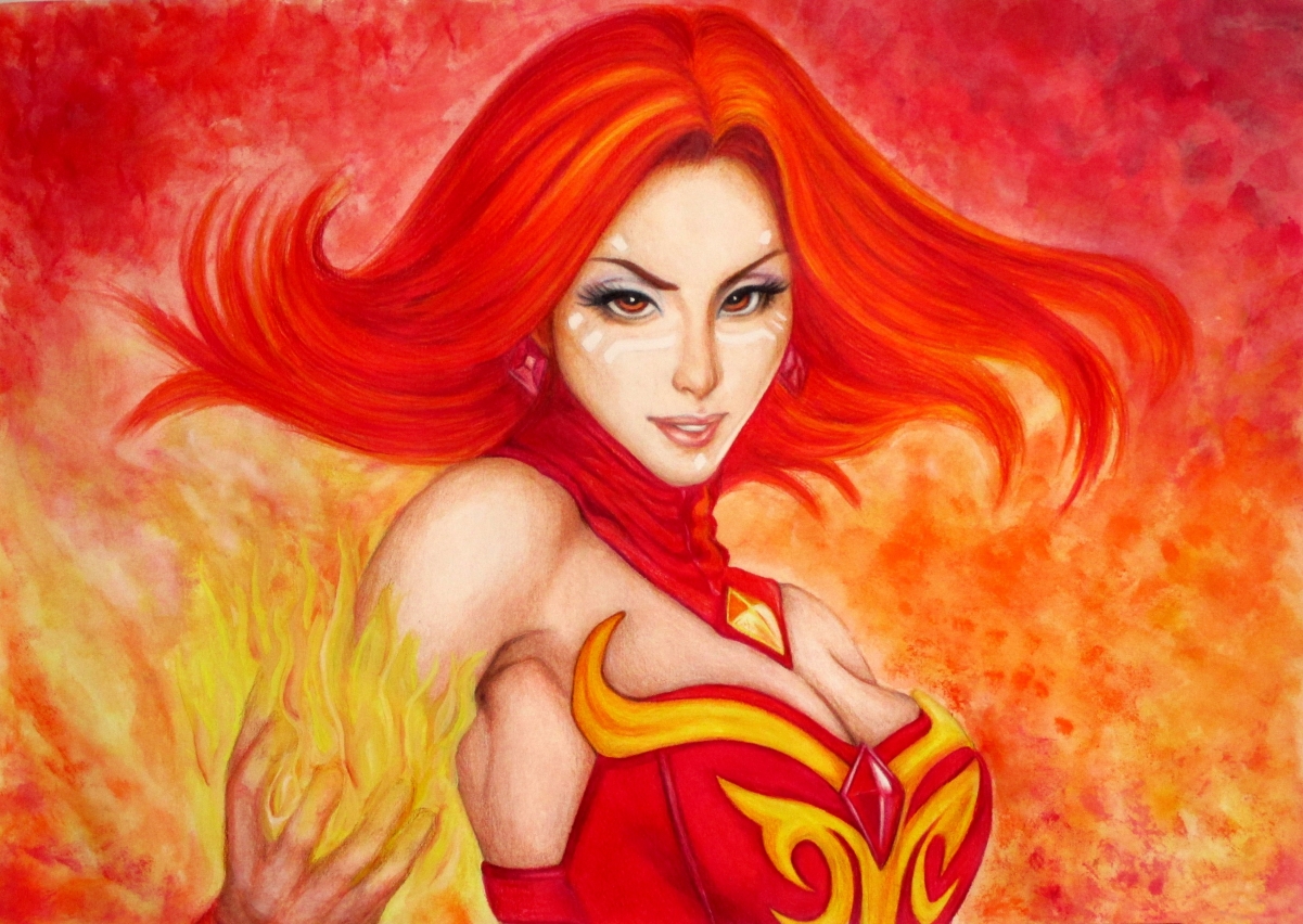 Dota2 Fire Girl Lena 4K Wallpaper