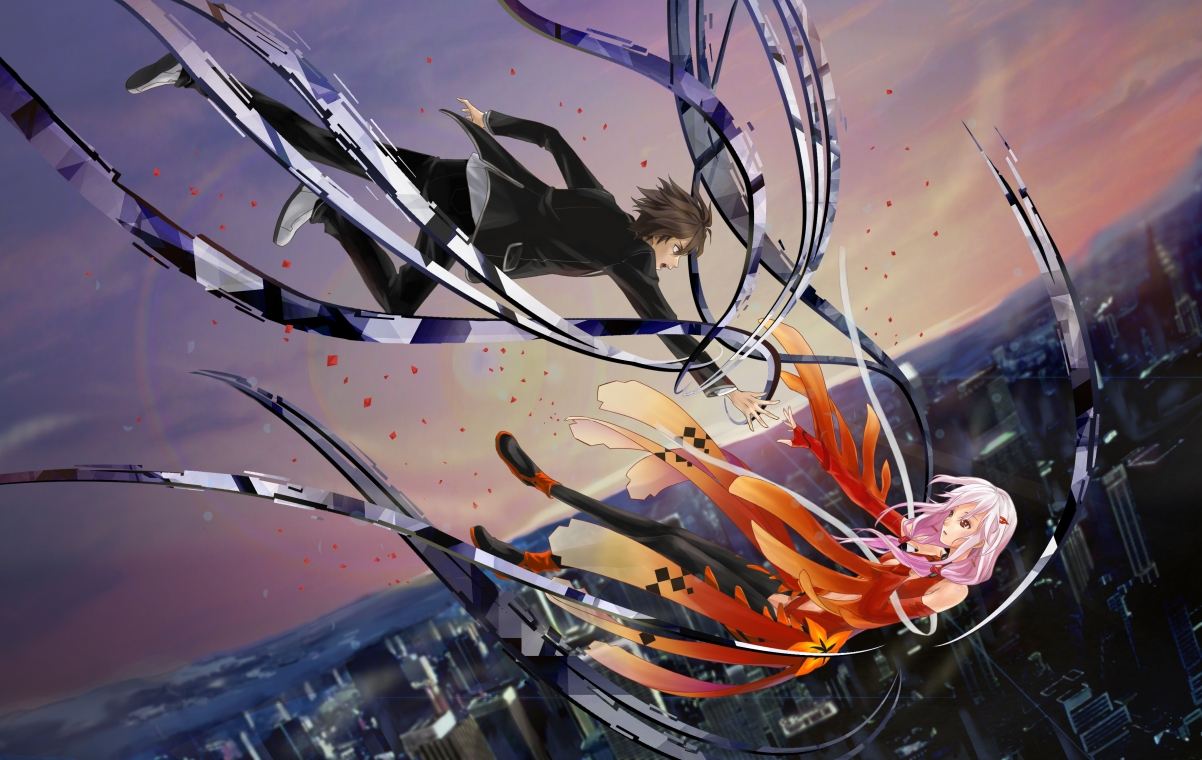 Guilty crown, girl, boy, sky