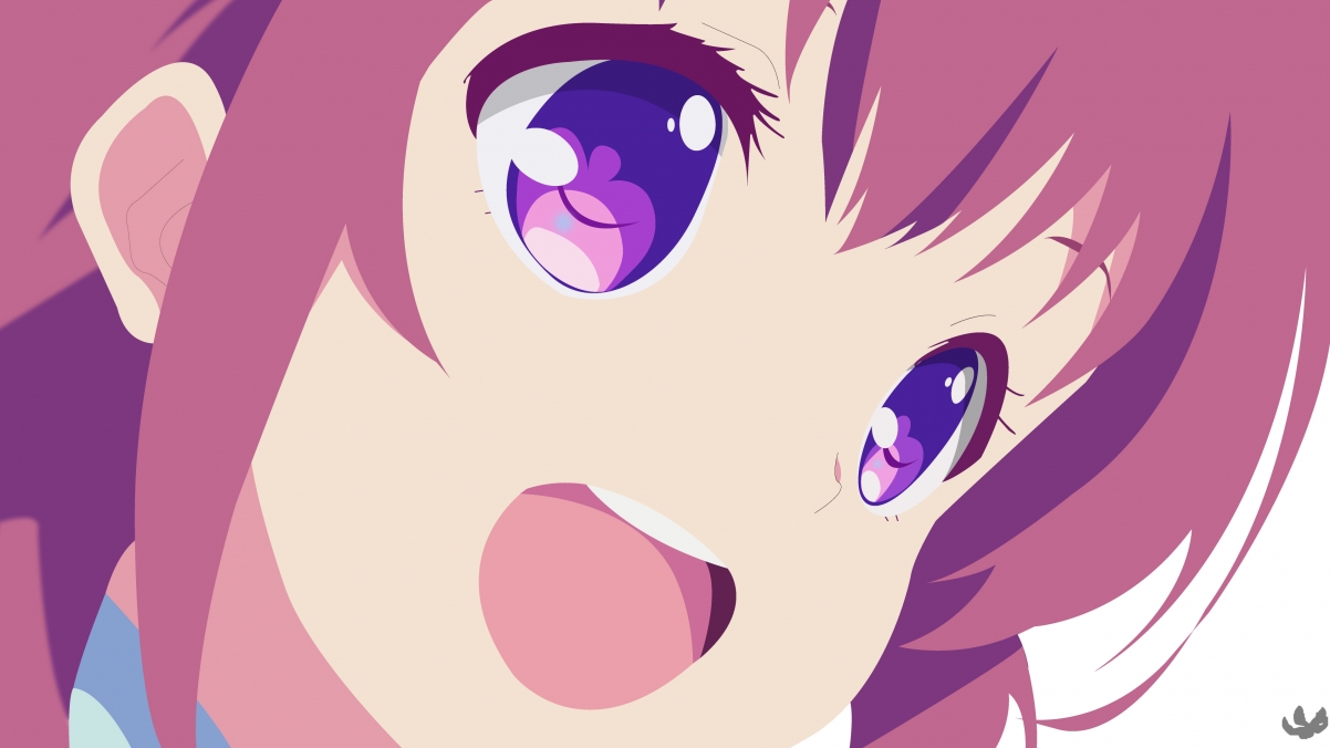 Purple eyes anime girl vector 4K