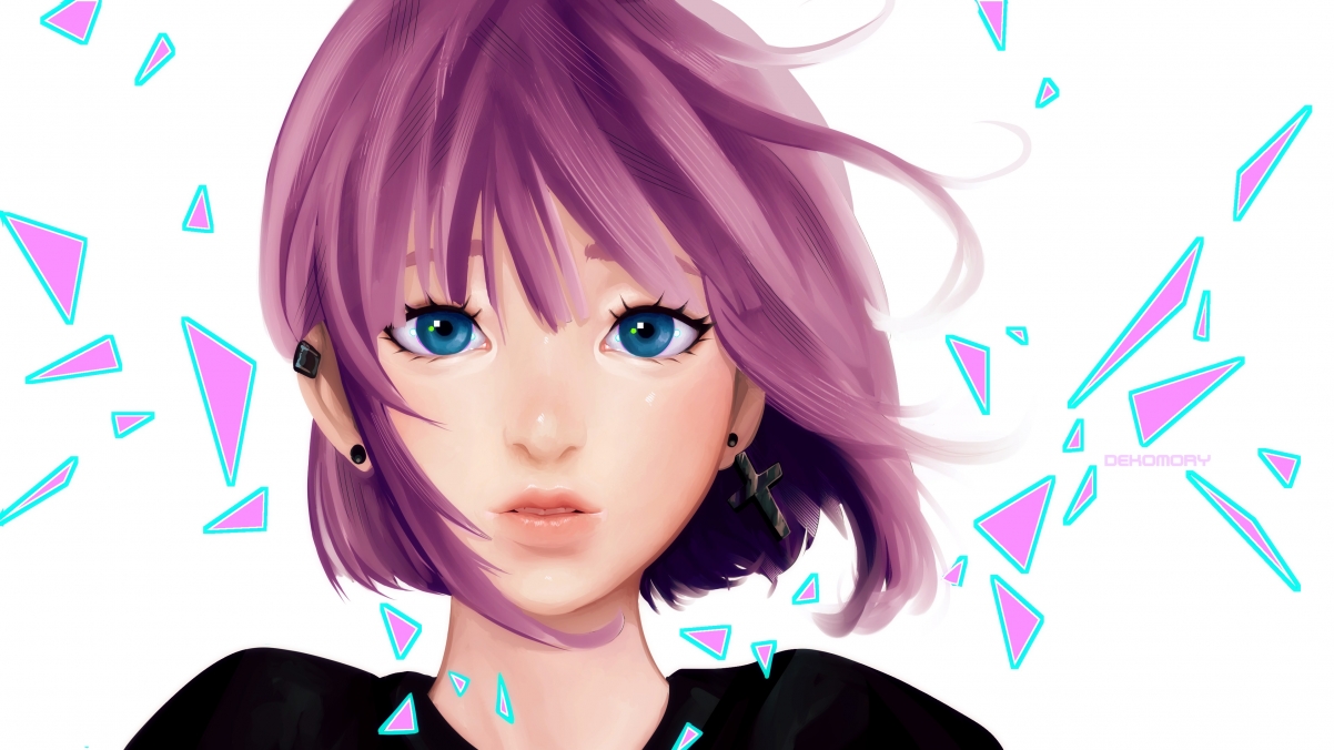 Purple Hair Anime Girl 4K Wallpaper