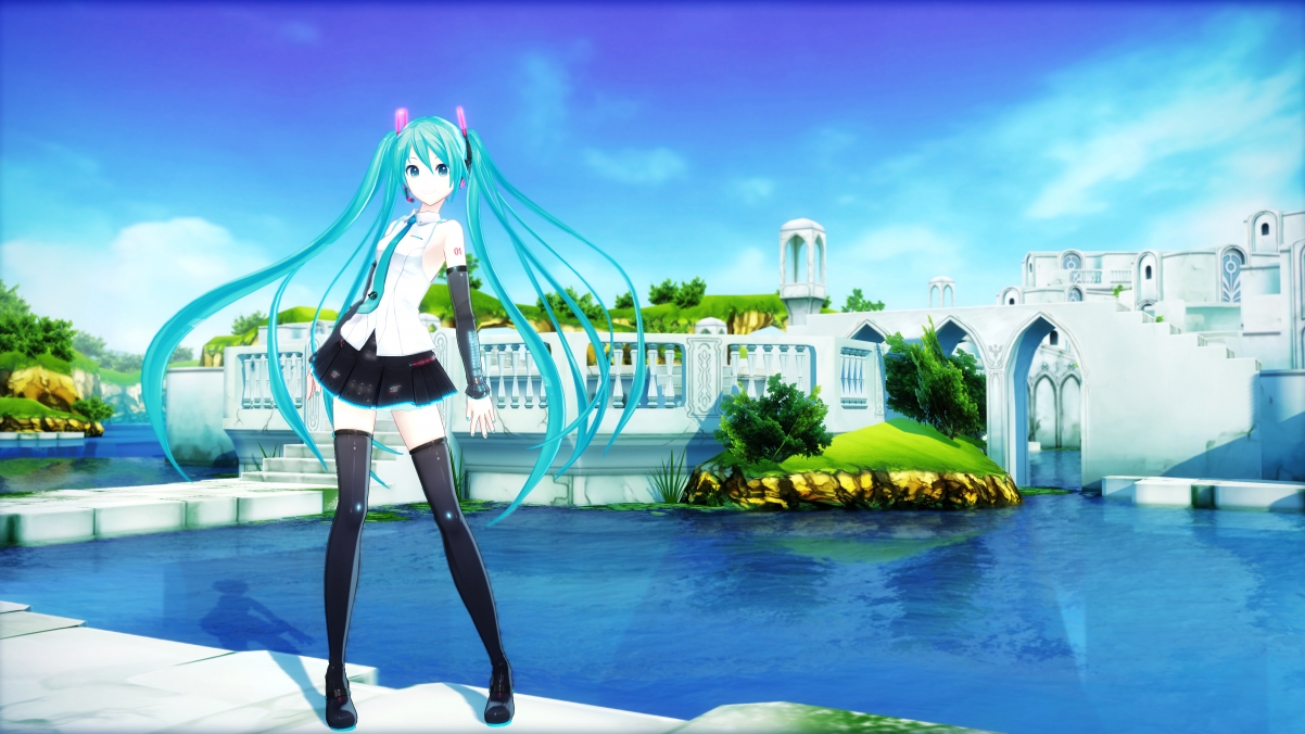 Anime girl with long hair and long legs Hatsune Mi