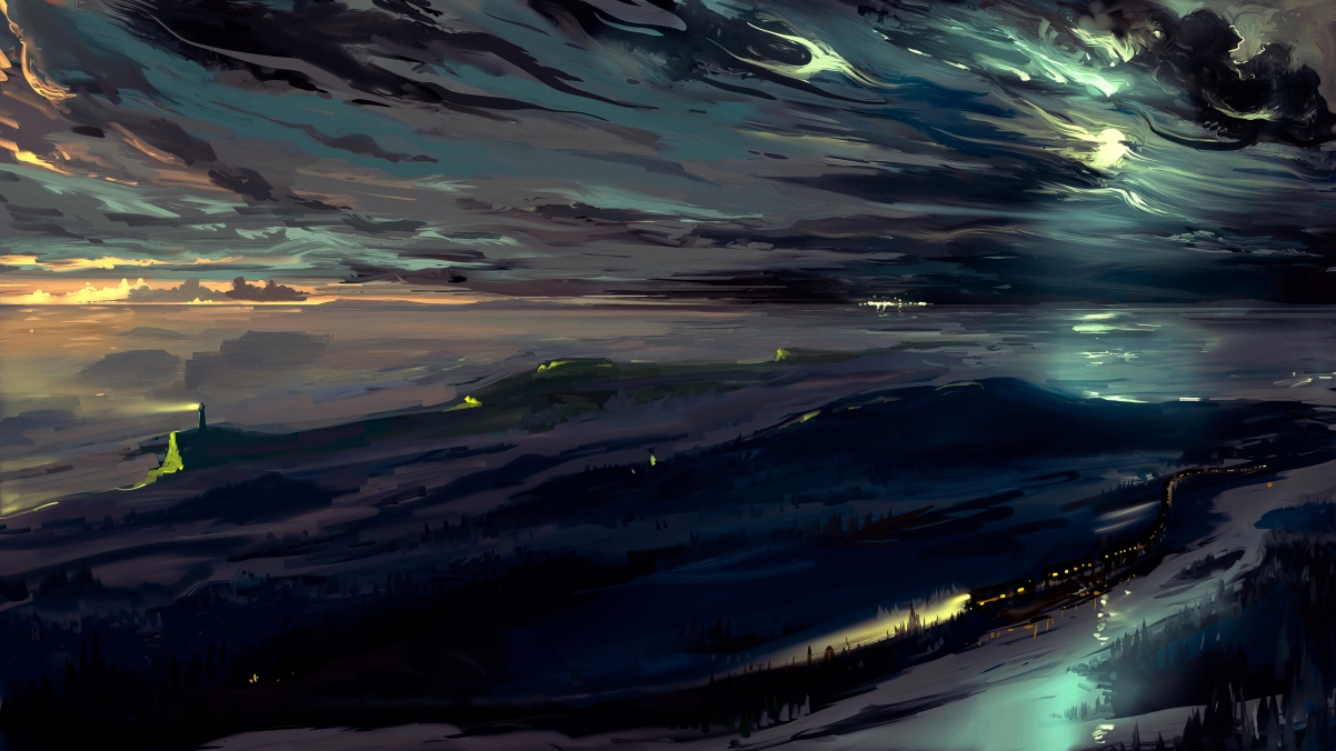 Cloud lighthouse train sea forest