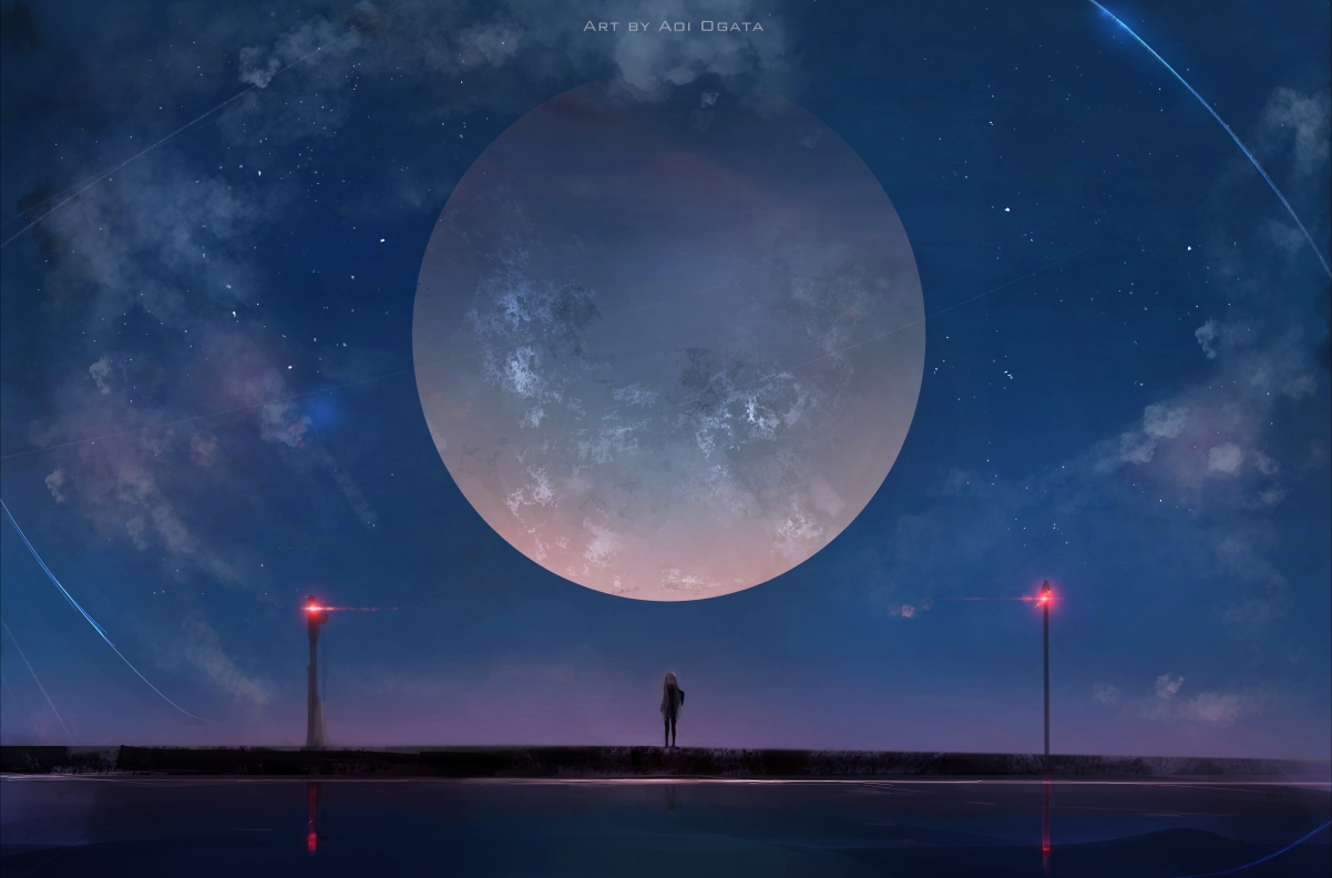 Moon two-dimensional animation 4k wall