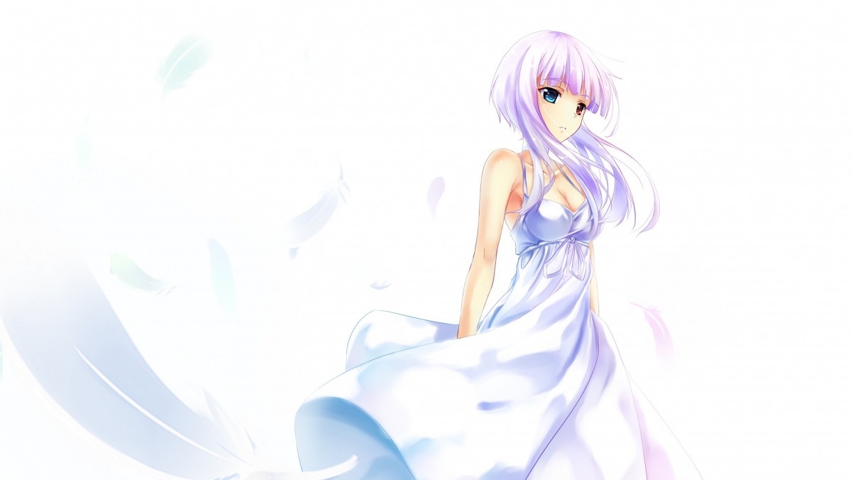 Feathers, white background, girl, art