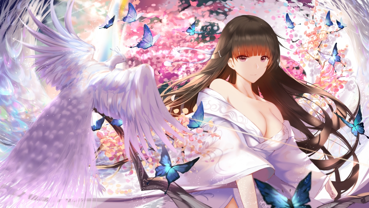 Feather flowers for girls, flowers and birds