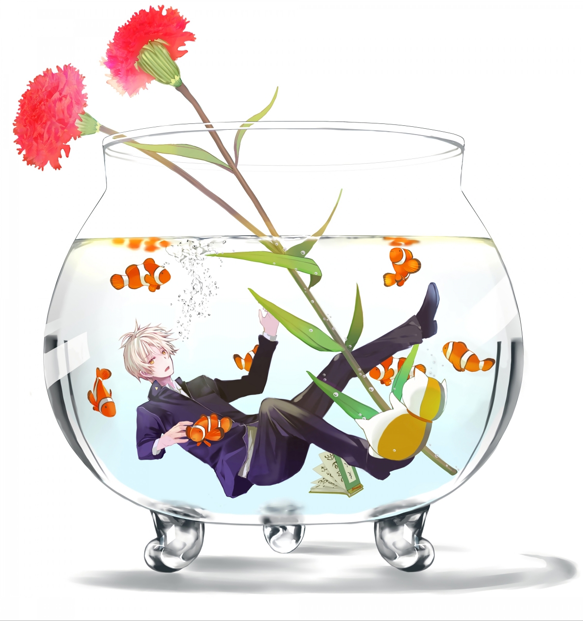 Fish tank flower summer friends account 4k wall