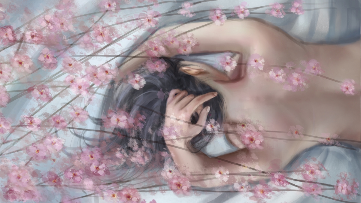 Sakura sees Shigei full of branches in 4k wall