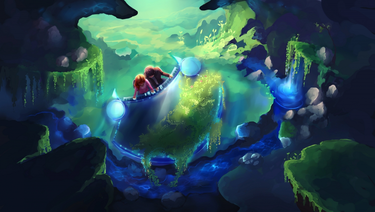 Hidden piano 4k wallpaper by Chib