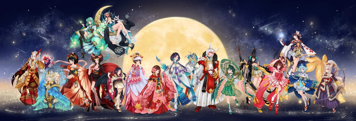 Onmyoji fan-painted illustration cherry blossom demon