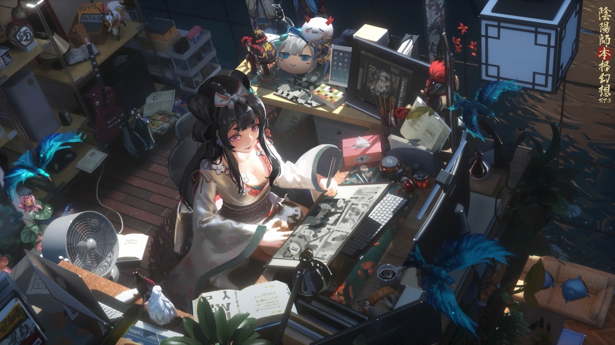Onmyoji flower and bird curl beautiful girl female