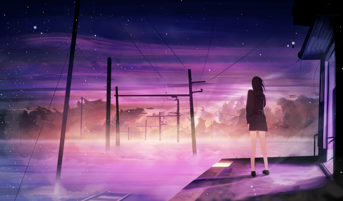 The back of the starry girl in another world