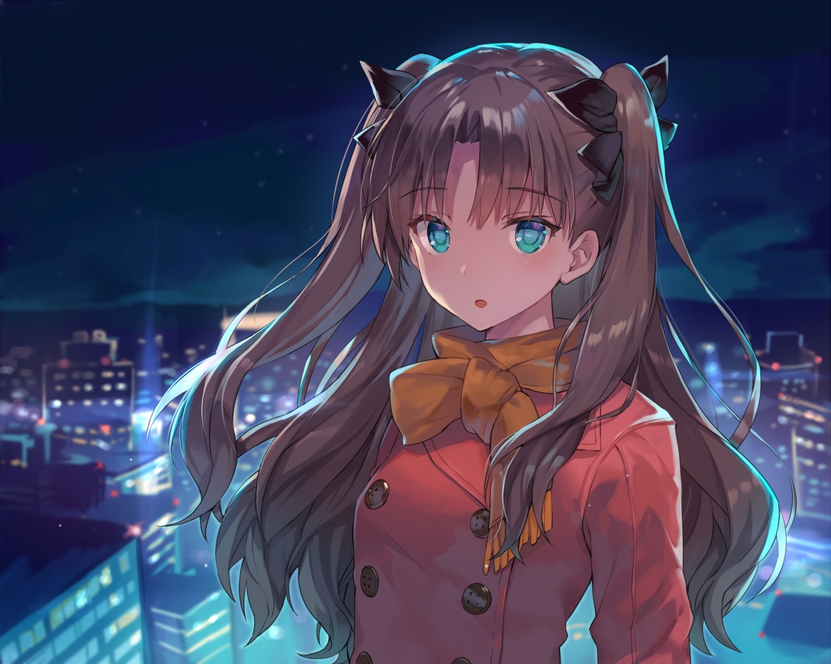 Cute girl in night city 4K anime