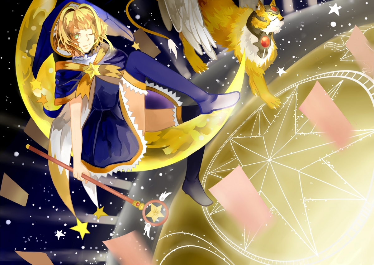 Night moon stars magic girl