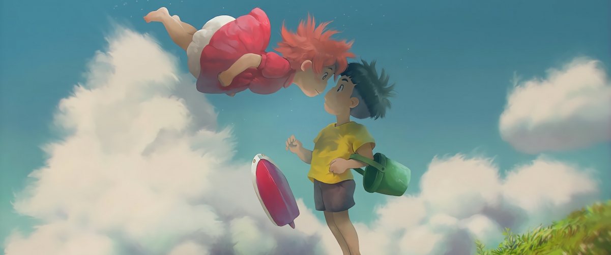 Ponyo and Sosuke on the Cliff 3440x1