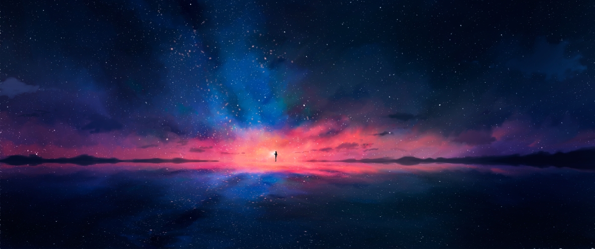 Starry sky background painting night sky characters