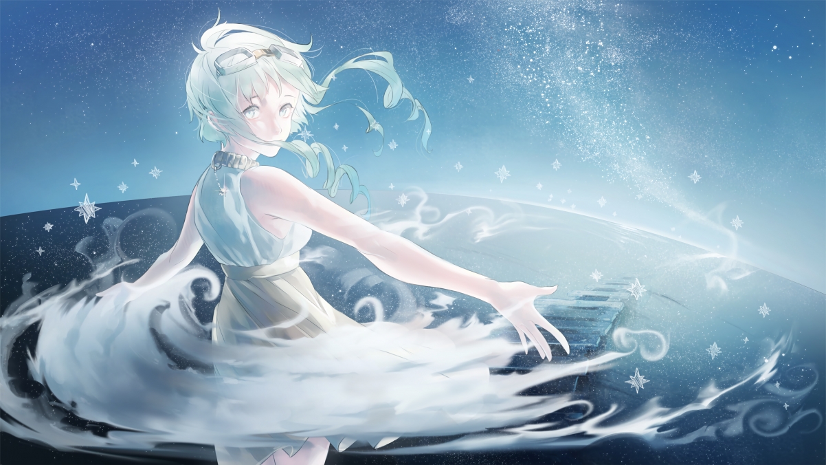 Starry sky, girls in skirts, beautiful