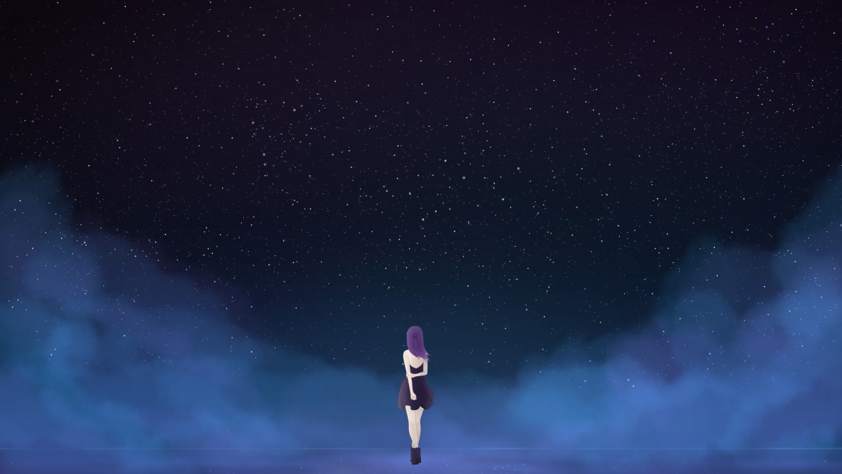 Starry sky fantasy girl night dream