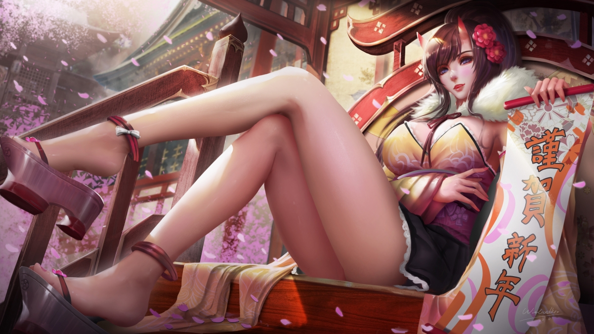Happy new year anime beauty 4k hd